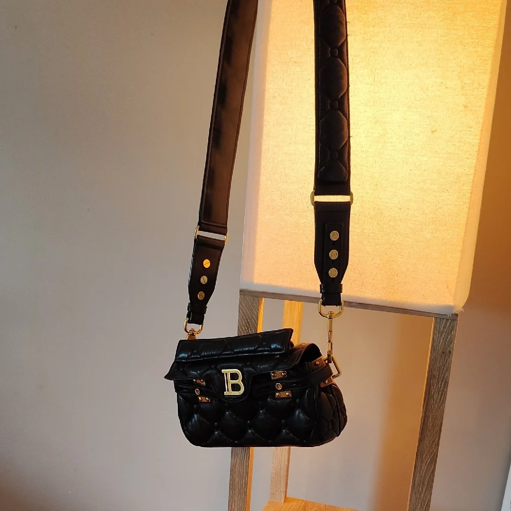Balmain Black Quilted Crossbody with Gold Accents - Picture 5 of 8